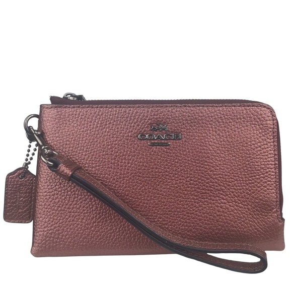 Coach Handbags - Coach Leather Double Zip Wristlet Clutch